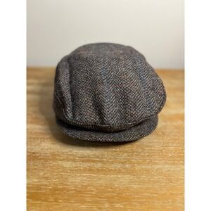 Botany 500 vintage Mens Tweed Herringbone Flat Cap Hat Size Large Made USA Wool